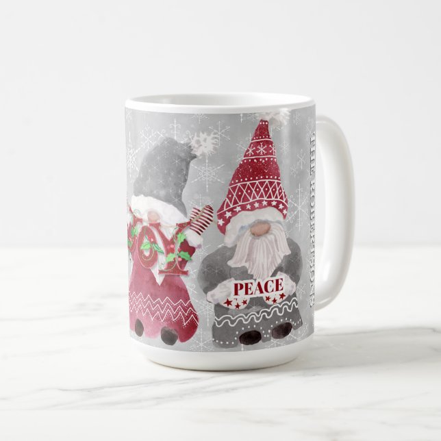 Familjen Snöflingor Grått Red Kärlek Kaffemugg (Framsida höger)