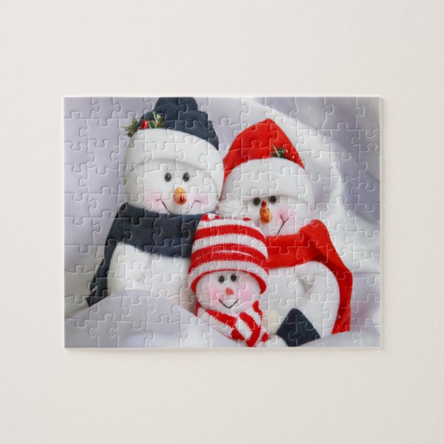 Familjen snögubbe i Jigszawa Puzzle Pussel (Horisontell)