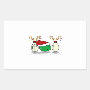 familjen som matchar christmas bowling Santa julaf Rektangulärt Klistermärke