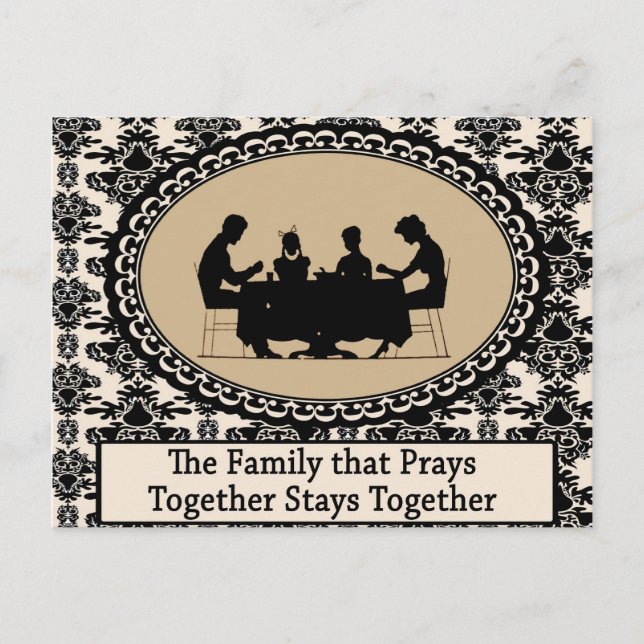 Familjen som Prays Together Postcard Vykort (Framsida)