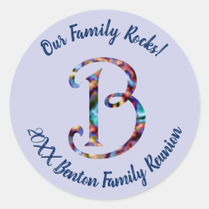 Familjen Sten Reunion Brev B Initial Runt Klistermärke