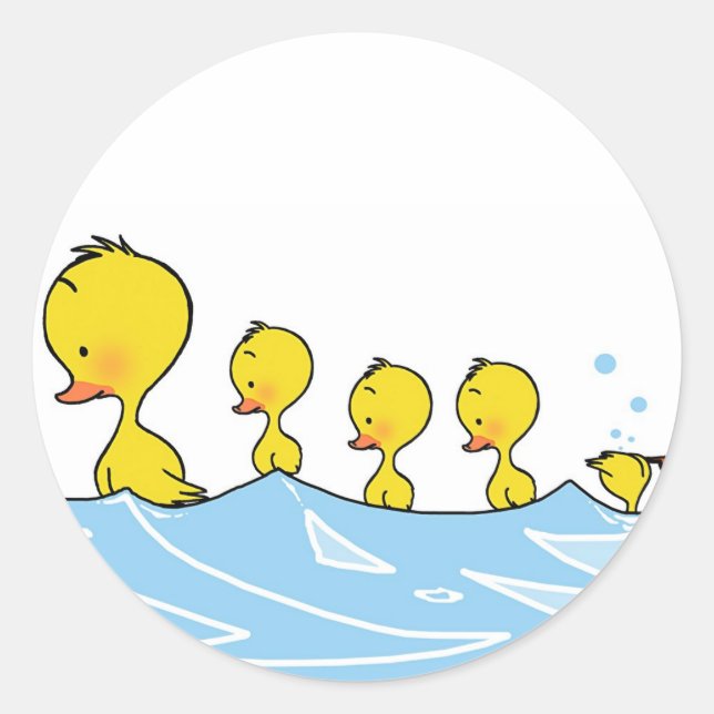 Familjen Swimming anka Runt Klistermärke (Framsida)