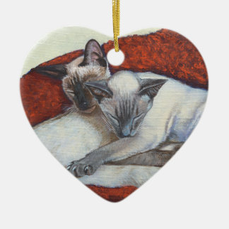 Familjen ta sig en tupplur Siamese Julgransprydnad Keramik