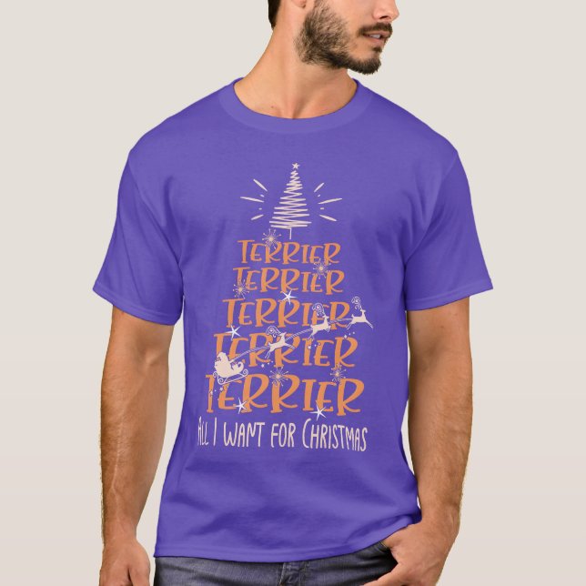 Familjen Terrier jul Hund aveln Christmasree T Shirt (Framsida)