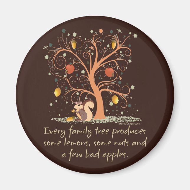 Familjen Träd Humor Magnet (Framsidan)