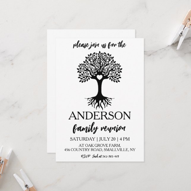 Familjen träd samlas ihop familjeåterförening inbjudningar (Fram/Back In Situ)
