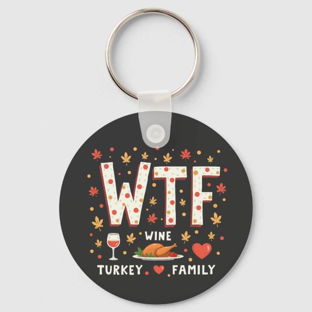 Familjen vin Turkiet - en vacker Thanksgiving Nyckelring (Framsida)