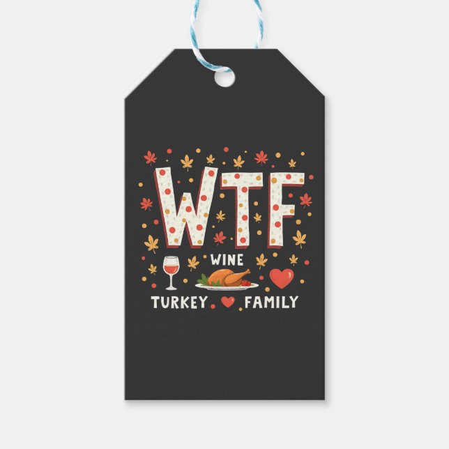 Familjen vin Turkiet - en vacker Thanksgiving Presentetikett (Framsidan)