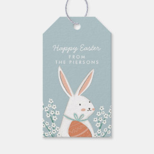 Familjen White Cute Bunny Glad påsk Presentetikett