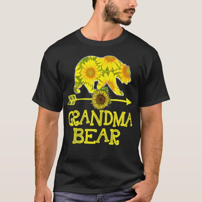 Familjen Womens Grandma Bear Sunblomma Mor Far T Shirt (Framsida)