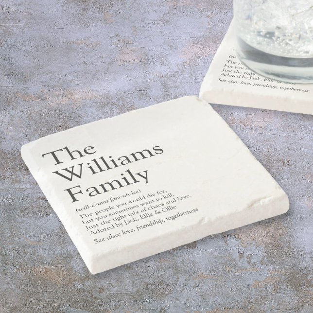 Familjenamn Anpassat Personligt Stenunderlägg (Family Name Definition Personalized Stone Coaster)