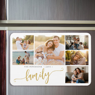 Familjenamn personligt 6 fotokollage  magnet