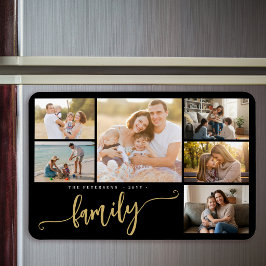 Familjenamn personligt 6 fotokollage magnet