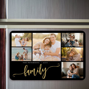 Familjenamn personligt 6 fotokollage magnet