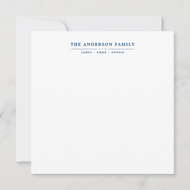 Familjenamn Script Marinblå Typografi Anteckningskort (Framsida)