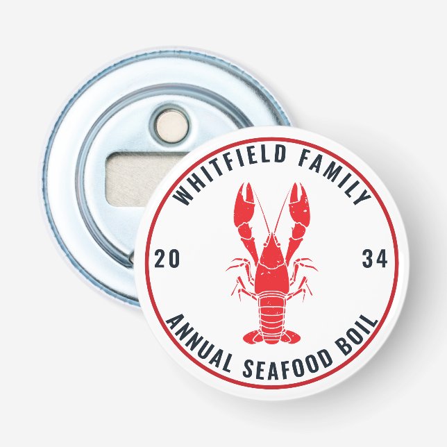 Familjens årliga skaldjurskok kräftminne flasköppnare (Framsidan)