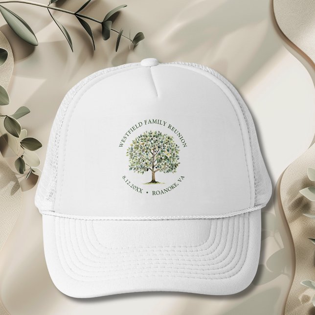 Familjens Återförening Skogslandskap Träd i akvare Keps (Family Reunion Woodland Watercolor Tree Hat)
