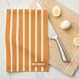 Familjens efternamn: färgstark snyggt rand orange kökshandduk
