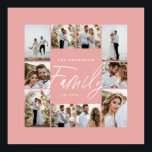 Familjens elegant för rosa - modern minimal fotoko poster<br><div class="desc">Familjeskript elegant modern minimal personlig av rosa med liten ro-,  fotokollage enkel,  ren familjepresentation av linjer.</div>