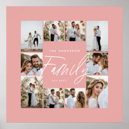 Familjens elegant för rosa - modern minimal fotoko poster