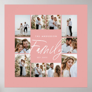 Familjens elegant för rosa - modern minimal fotoko poster