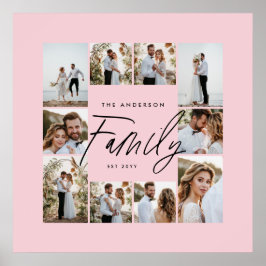 Familjens elegant för rosa - modern minimal fotoko poster