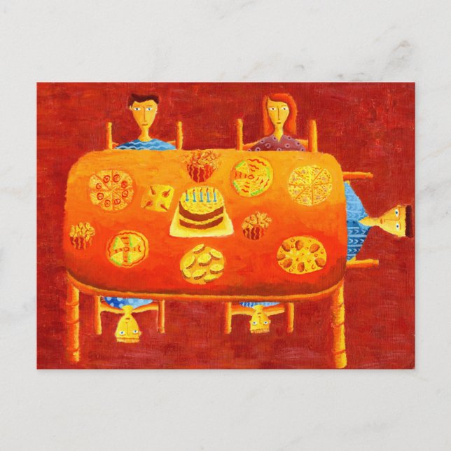 Familjens födelsedagste-målning vykort (Framsida)