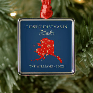 Familjens första jul i Alaska USA delstat Julgransprydnad Metall