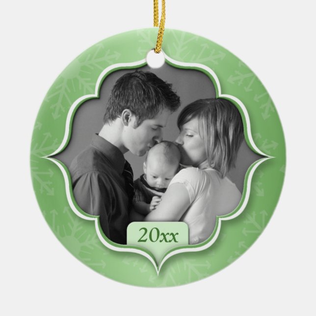 Familjens första julfotade Grönt - Ornament (Framsidan)