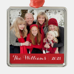 Familjens jultomte Foto och Anpassningsbar Julgransprydnad Metall