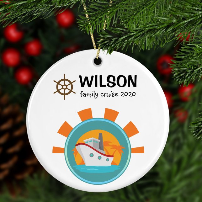 Familjens kryssningsresor - kvarnsakjul julgransprydnad keramik (Skapare uppladdad)