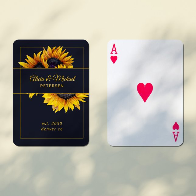 Familjens moderna elegant guld Newlyweds bröllop Casinokort (Skapare uppladdad)