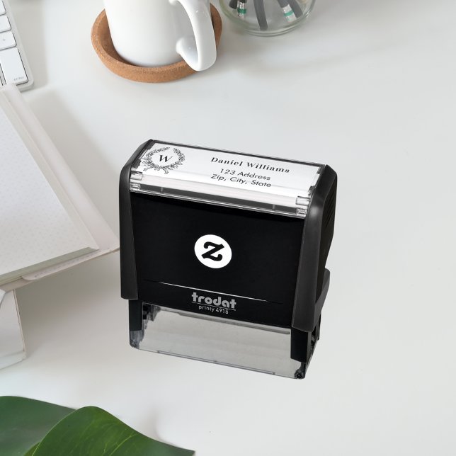 Familjens monogram returadress för andning av vape självfärgande stämpel (Skapare uppladdad)