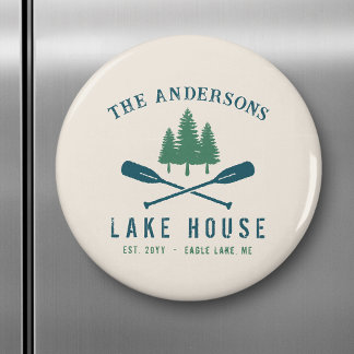 Familjens Sjö House Modern Rustic Boat Oar Gräs Tr Magnet