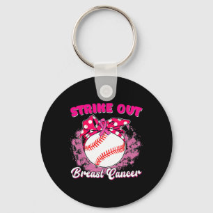 Familjens Strejka ut Breast Cancer Awareness Baseb Nyckelring