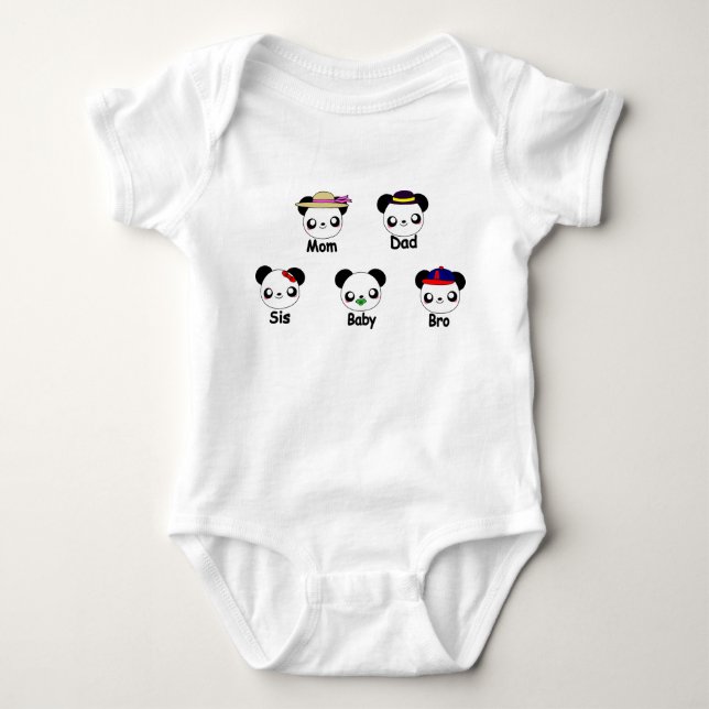Familjepanda björndjur t shirt (Framsida)