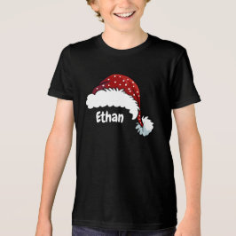 Familjepassande jul Santa hatt Anpassat namn T Shirt