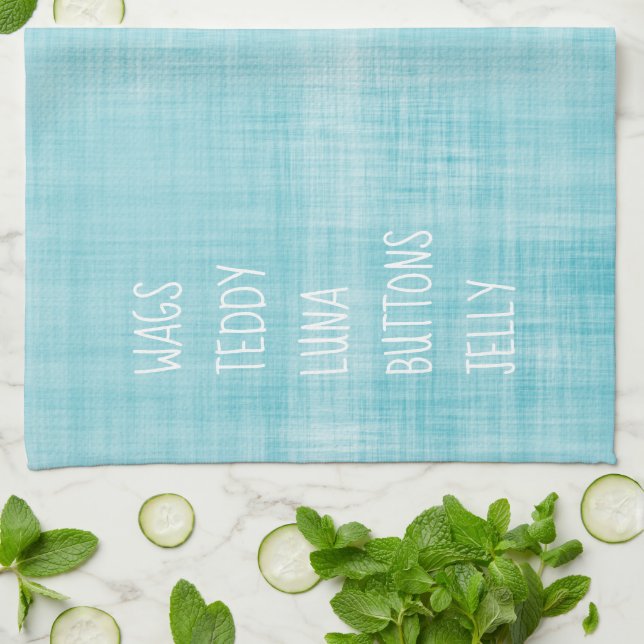 Familjepet Namn Timless Decor Blue-Roligt Kökshandduk (Vikta)