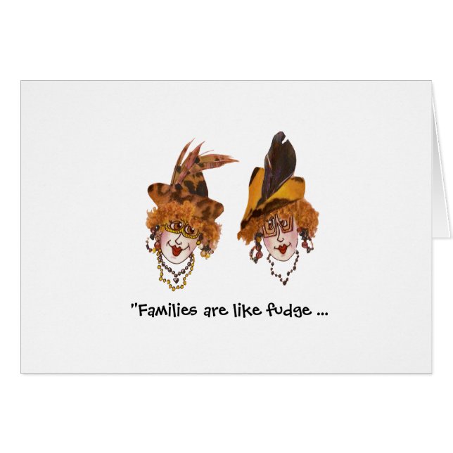 Familjer är som Fudge Humous Card Hälsningskort (Framsidan Horizontal)