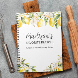 Familjerecept för gult Lemons och White Flowers Anteckningsbok