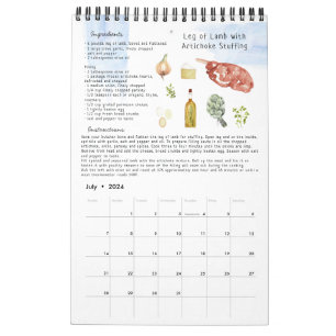 Familjerecept Heirloom Keepsaké Vattenfärg Kalender