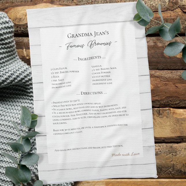 Familjerecipe KeepsakHeirloom Wood Kökshandduk (Skapare uppladdad)
