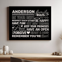 Familjeregler Personligt Namn Positiv Svart