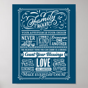 Familjeregler Typografi Husregler Söt Poster