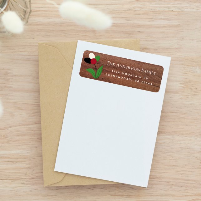 FamiljeReturadress med Palestinas Blommigt Returadress Etikett (Return Address With Floral in Palestine Flag Colors)