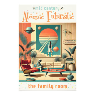 Familjerum för atomFuturistiska Florida Space Age Fototryck