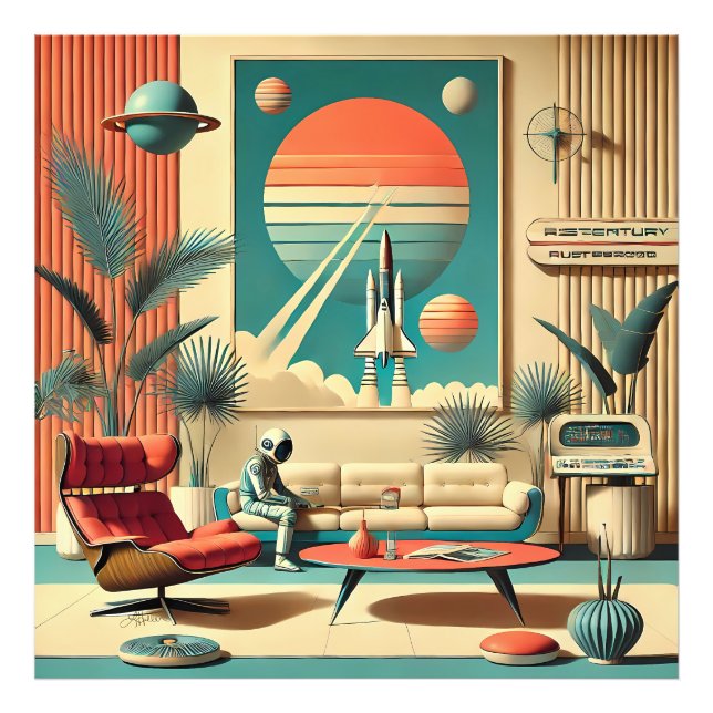 Familjerum för atomFuturistiska Florida Space Age Fototryck (Framsidan)