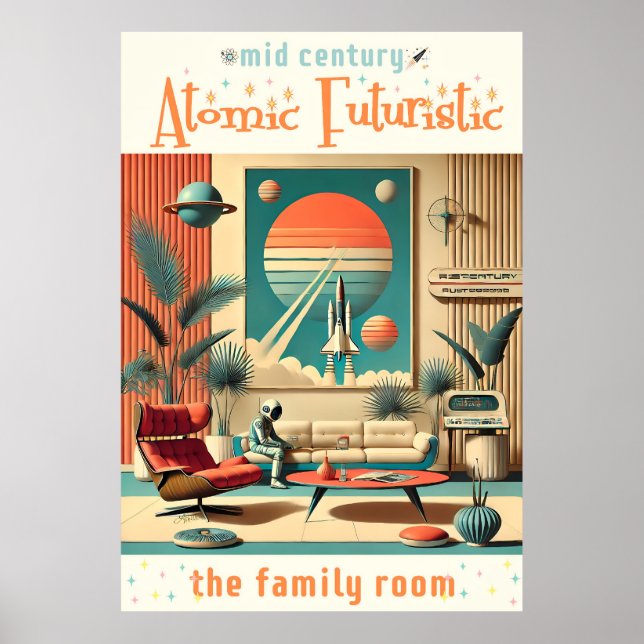 Familjerum för atomFuturistiska Florida Space Age Poster (Framsidan)