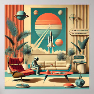 Familjerum för atomFuturistiska Florida Space Age Poster
