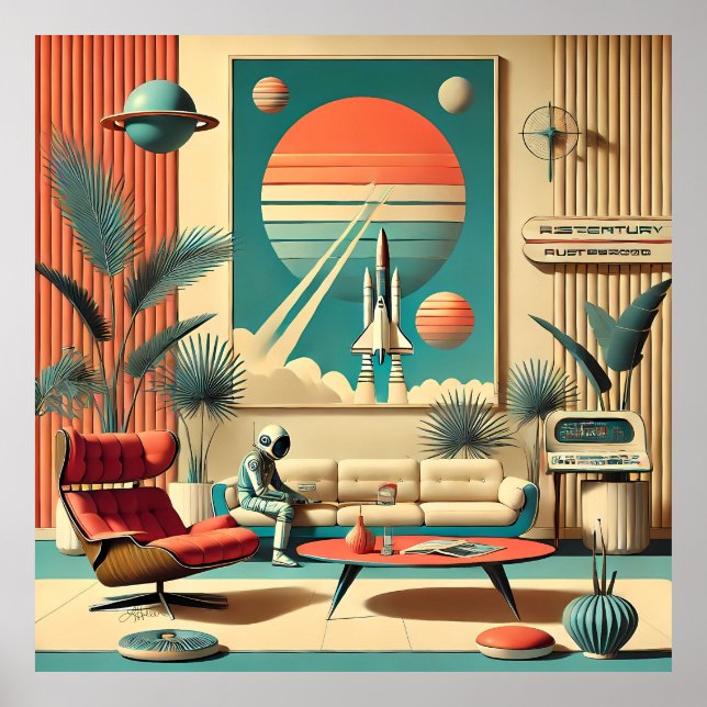 Familjerum för atomFuturistiska Florida Space Age Poster (Framsidan)